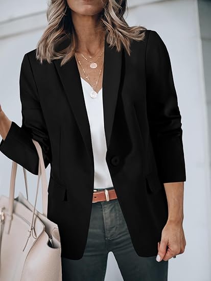 Cicy Bell Womens Casual Blazers Open Front Long Sleeve Work Office Suit Jackets Blazer